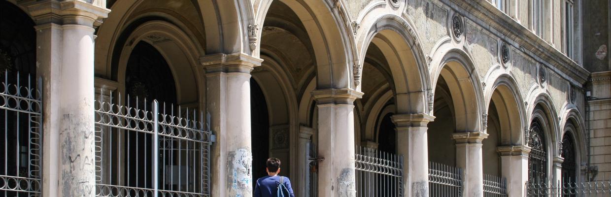 Studente che entra in facoltà